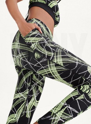 DKNY Electric Shock Print High Waist Women's Leggings Green | Ireland_D1605