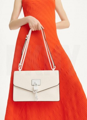 DKNY Elissa Large Flap Women's Shoulder Bags White / White | Ireland_D0266