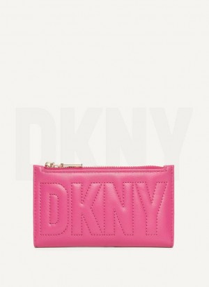 DKNY Elsa Bifold Card Holder Women's Wallets Pink | Ireland_D1037