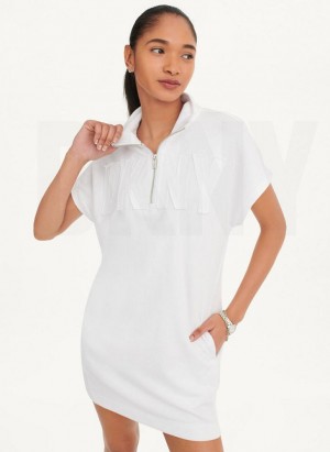 DKNY Exploded Applique Logo Sneaker Women's Dress White | Ireland_D0423