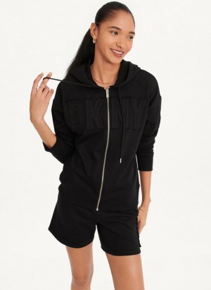 DKNY Exploded Applique Logo Women's Hoodies Black | Ireland_D0679