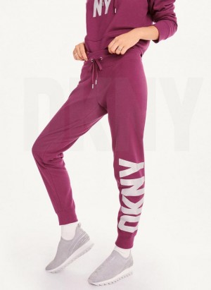 DKNY Exploded Logo Women's Joggers Purple | Ireland_D1397