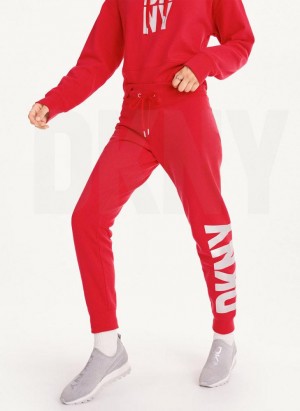 DKNY Exploded Logo Women's Joggers Red | Ireland_D1939