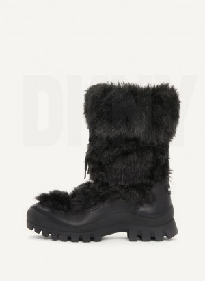 DKNY Faux Fur Lug Sole Women's Boots Black | Ireland_D1470