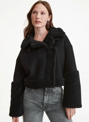 DKNY Faux Shearling Women's Jackets Black | Ireland_D0439