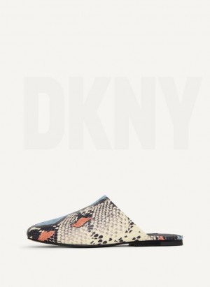 DKNY Flat Women's Slides Blue Multicolor | Ireland_D1900