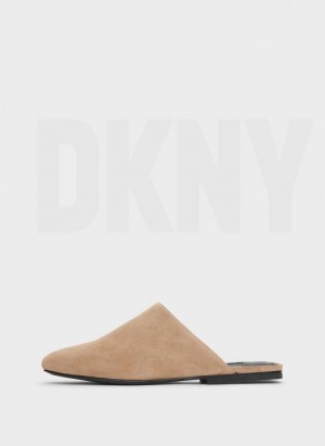 DKNY Flat Women's Slides Brown | Ireland_D1012