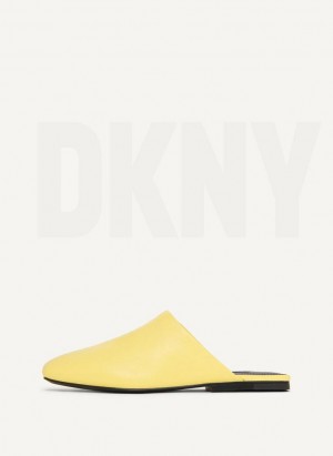 DKNY Flat Women's Slides Lemon | Ireland_D0749