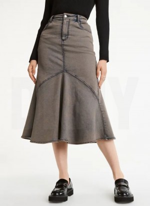 DKNY Fluted Women's Skirts Grey | Ireland_D0510