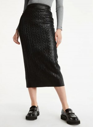 DKNY Foil Maxi Women's Skirts Black | Ireland_D1565