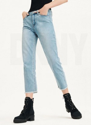 DKNY Foundation - Slim Stright Crop Women's Jeans Blue | Ireland_D0398