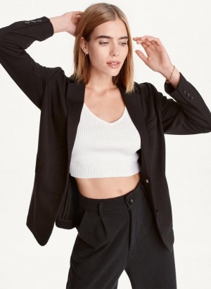 DKNY French Terry Soft Women's Blazers Black | Ireland_D0244