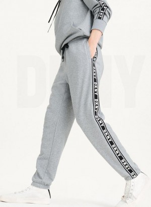 DKNY French Terry Taped Logo Men's Pants Grey | Ireland_D1240