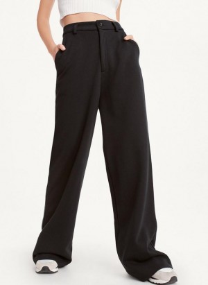 DKNY French Terry Wide Leg Women's Pants Black | Ireland_D0552