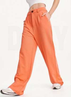 DKNY French Terry Wide Leg Women's Pants Orange | Ireland_D0553