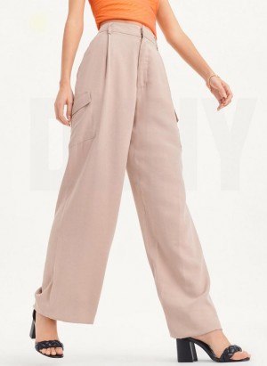 DKNY Frosted Twill Women's Pants Khaki | Ireland_D0994