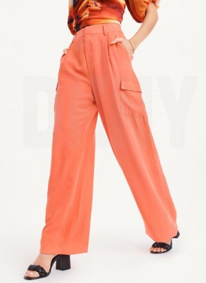 DKNY Frosted Twill Women's Pants Orange | Ireland_D1074