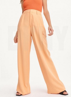 DKNY Frosted Twill Women's Pants Yellow | Ireland_D0196