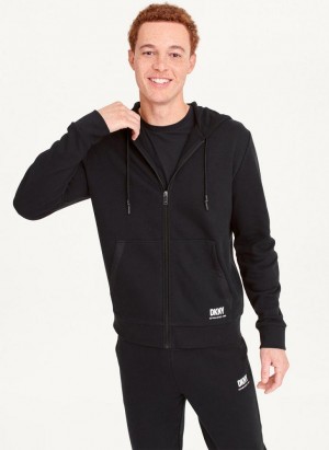 DKNY Full-Zip Men's Hoodies Black | Ireland_D0890