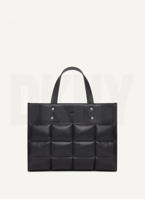 DKNY Globalist Small Quilted Book Tote Women's Crossbody Bags Black | Ireland_D0730