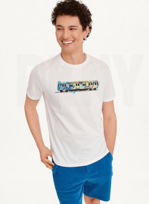 DKNY Graffiti Subway Men's T Shirts White | Ireland_D1921