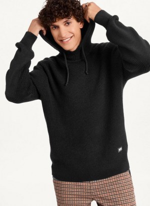 DKNY Half Cardigan Stitch Men's Hoodies Black | Ireland_D1067