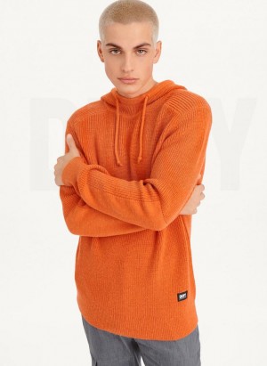 DKNY Half Cardigan Stitch Men's Hoodies Orange | Ireland_D1495