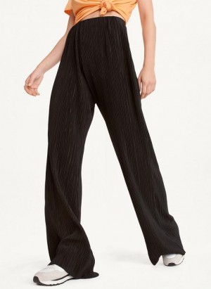 DKNY High Waisted Pleated Flare Women's Pants Black | Ireland_D1675