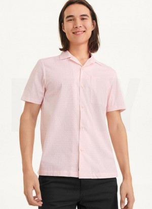 DKNY Interlocking Allover Logo Men's Shirts Pink | Ireland_D1342