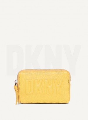 DKNY Keyfob Cardcase Raised Logo Women's Wallets Yellow | Ireland_D0668