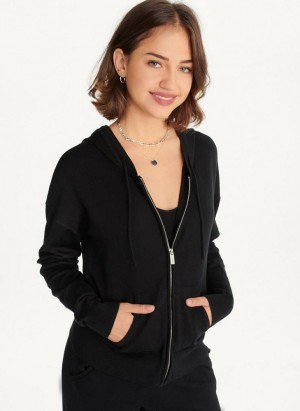 DKNY Knit Women's Hoodies Black | Ireland_D0739