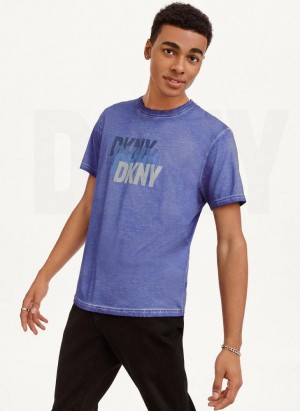 DKNY Layered Mineral Wash Men's T Shirts Deep Blue | Ireland_D0641