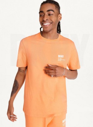 DKNY Left Chest Logo Men's T Shirts Orange | Ireland_D0321