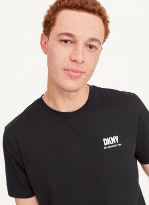 DKNY Left Chest Men's T Shirts Black | Ireland_D1205