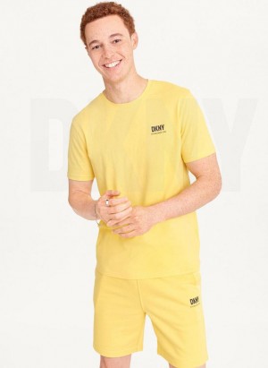 DKNY Left Chest Men's T Shirts Yellow | Ireland_D0148