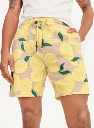 DKNY Lemon Print Pull On Men's Shorts Lemon | Ireland_D1773