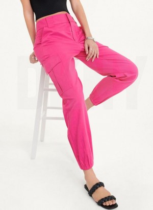 DKNY Linen Women's Pants Fuchsia | Ireland_D1950