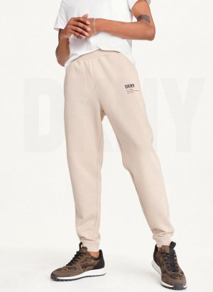 DKNY Logo Men's Pants Khaki | Ireland_D0596