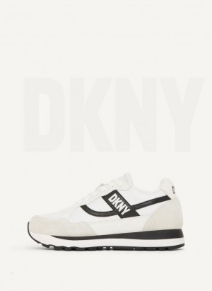 DKNY Logo Retro Women's Sneakers White / Black | Ireland_D0161