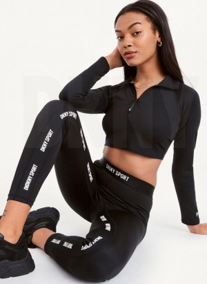 DKNY Logo Waistband Women's Leggings Black | Ireland_D1302