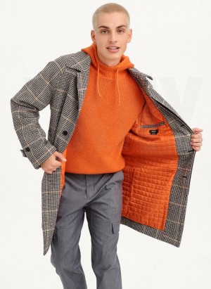 DKNY Long Sleeve Oversized Plaid Men's Coats Multicolor | Ireland_D0455