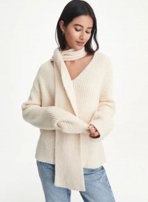 DKNY Long Sleeve Scarf Women's Sweaters Beige | Ireland_D0101