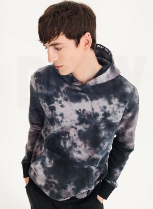 DKNY Long Sleeve Tie Dye With Nylon Trim Men's Hoodies Grey | Ireland_D1393