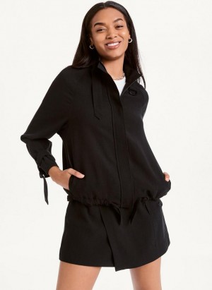 DKNY Long Sleeve Women's Jackets Black | Ireland_D1331