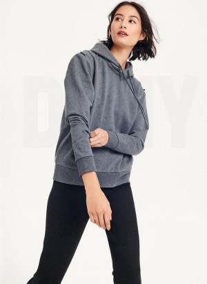 DKNY Long Sleeve Zipper Shoulder With Detachable Women's Hoodies Grey | Ireland_D0971