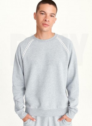 DKNY Longsleeve Crew With Logo Tape Detail Men's Sweatshirts Grey | Ireland_D0490