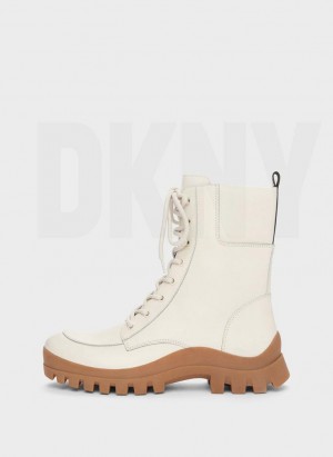 DKNY Lug Sole Combat Women's Boots White | Ireland_D0816