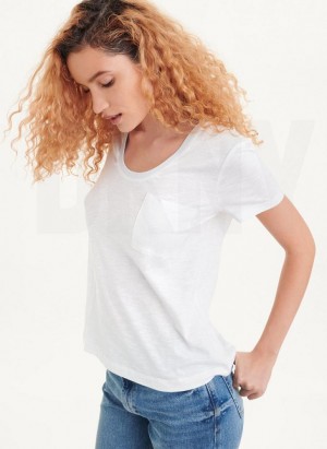 DKNY Lurex Trim Women's T Shirts White | Ireland_D0487