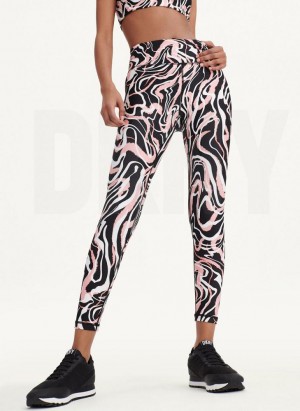 DKNY Marble Swirl Print High Waist Women's Leggings Pink | Ireland_D0157