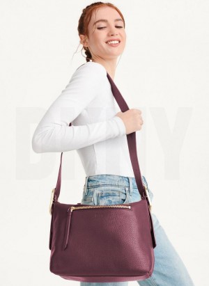 DKNY Medium Buckle Women's Crossbody Bags Burgundy | Ireland_D1430